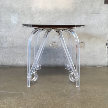 Mid Century Modern &quot;Rare&quot; Thrush Mfg. Co. Acrylic w/Pink Mirrored Top Table