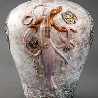 Erte "Oriental Mystery" Patinated Bronze Vase 1990