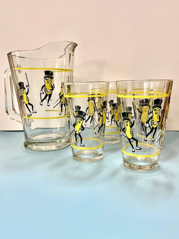 Libbey Mr. Peanut Pitcher and Glasses