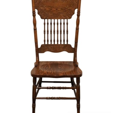 HIGH END VINTAGE Solid Oak Pressed Back Rustic Country Style Dining Side Chair 