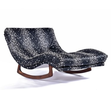Restored Adrian Pearsall Rocking Wave Chaise Lounge Chair in Faux Fur Fabric 