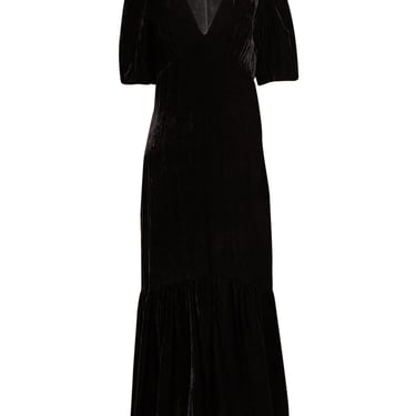 Rhode - Black Velvet Short Sleeve Velvet Maxi Dress Sz 6