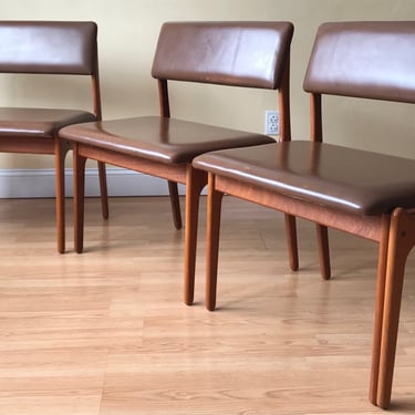 Three Pieces Erik Buch Teak & Leather wide, modular, Dining Benches, by OD Mobler 