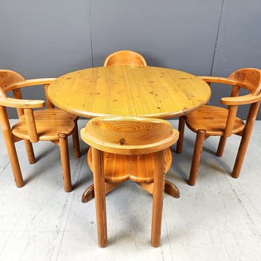 Rainer Daumiller pine wood dining set for Hirtshals Savvaerk - set of 4 - 1980s - mid century dining chairs - pine dining chairs 