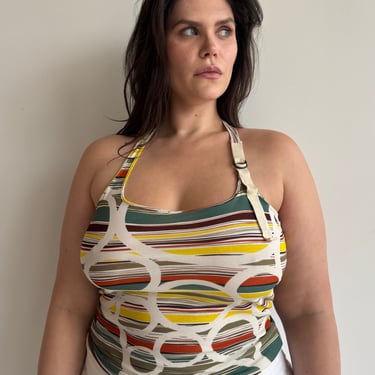 Italian Vintage - Polka Mesh Halter Top (L-1X)