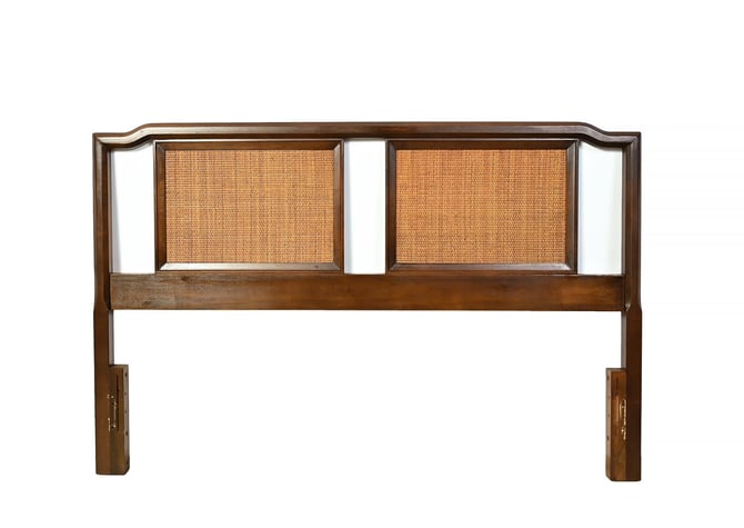 Walnut Cane Headboard Queen Full United Furniture  Mid Century Modern 