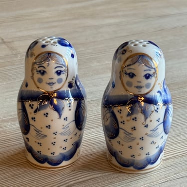 Pair of Blue Matushka Salt n’ Pepper Shakers
