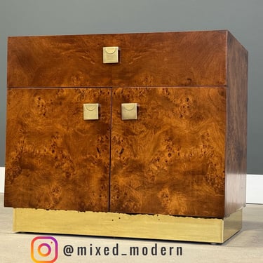 Burl and Brass Nightstand Cabinet by Founders 