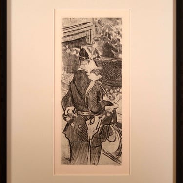 Jacques Villon Fete Champetre Vintage Etching on Paper Caricature Portrait 