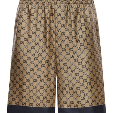 Gucci Men Printed Silk Twill Shorts