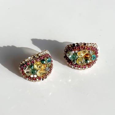 AS IS - Vintage Multicolored Rhinestone Earrings