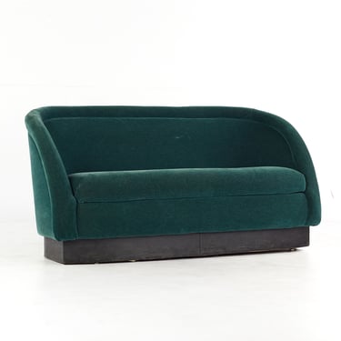 Ward Bennett Style Mid Century Green Velvet Sofa Settee - mcm 
