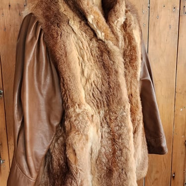 Vintage 70s Possum Fur + Brown Leather Jacket Lakritz & Picus 