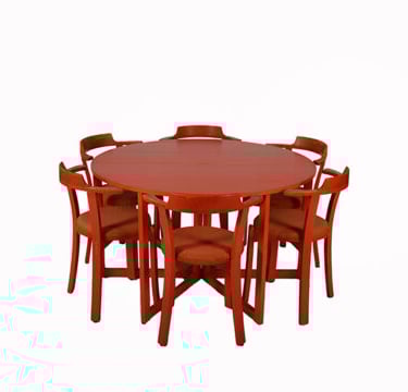 Scandinavian Modern Stacking Chair and Gateleg Table Set