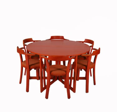 Scandinavian Modern Stacking Chair and Gateleg Table Set