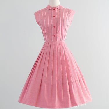 Vintage 1960's Red Gingham Pin-Tuck Cotton Sundress / S