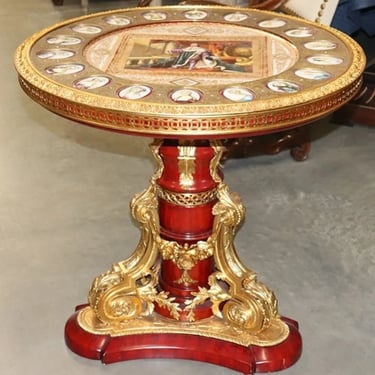 Napolean III Bronze Ormolu Mounted Center Table Sevres Style Porcelain Plaques