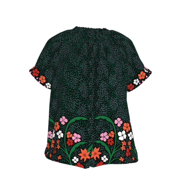 Short Sleeve Classic Blouse | Emerald Baroque Floral