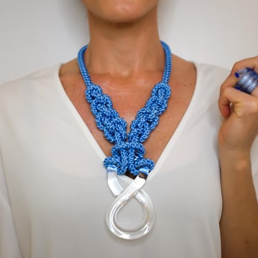 Capraia Nautical Knot Necklace – Handwoven Rope & Lucite Statement Piece | Inspired by Mediterranean Sailing and Italian Island Life. 