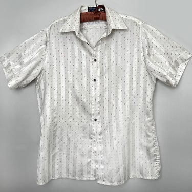 70s GIVENCHY Chesa MENS Shirt White Short Sleeves LARGE 1970s Vintage 80s 