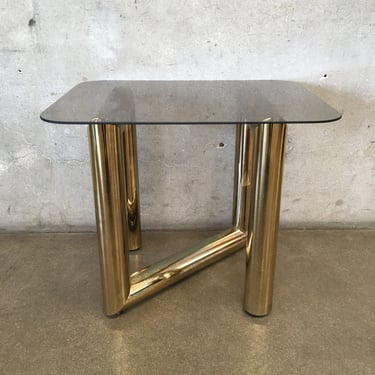 Vintage Karl Spinner Style Tubular Brass And Glass Side Table