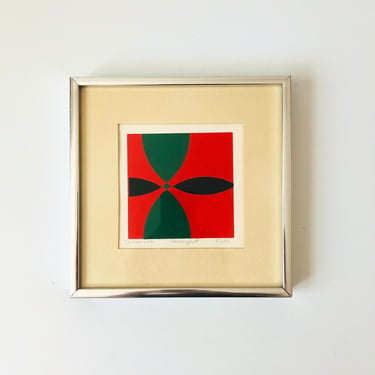 1970s Geometric Abstract Serigraph by L Cohe Titled 