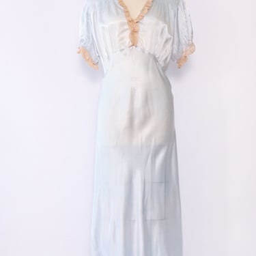 1940s Powder Blue Slip Dress XL