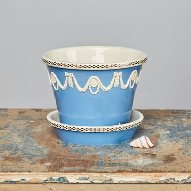 18th Century Wedgewood Pearlware Flower Pot with Saucer
