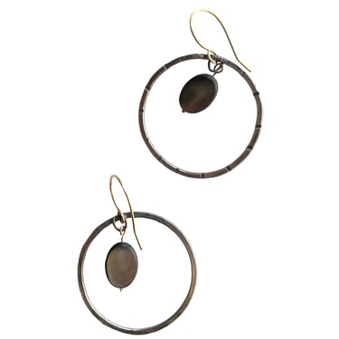 Jadewater | Hammered Hoops earrings with smoky oval discs