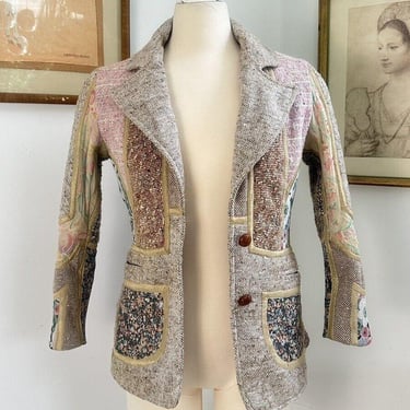 Vintage 70s Jacket | ICONIC Designer Patchwork Blazer | Collective Piece WEARABLE ART Work | Gifts Ideas | Elegant Jacket | Gifts For Mom 