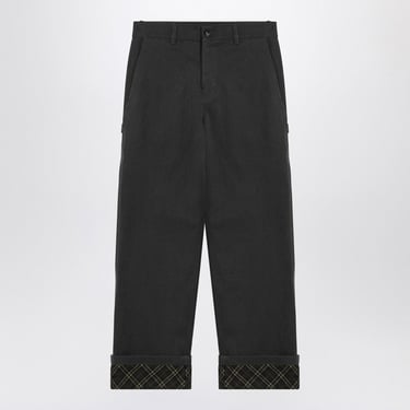 Burberry Black Trousers With Check Pattern Lapels Men