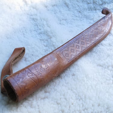 Long Leather Knife Holder Made in Finland by Marttini Molded Finnish Knife Case Knife Sheath Leather Knife Case Hunter's Gift Fisherman's 