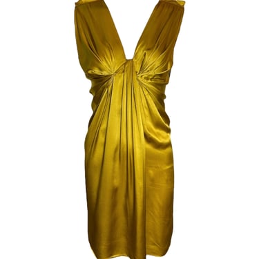 Lanvin Winter 2007 Golden Silk Charmeuse Ruched Mini Dress