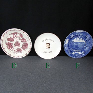 Transferware Plate Choose from New Orleans-Mt. Le Conte Smoky Mountains-John F. Kennedy-Hausmann's-Kimball's Jewelers-Jonroth-Staffordshire 