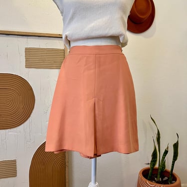 Vintage 1970s Peachy Pink Handmade High Waisted Mod Mini Skirt - XS 