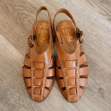 70's Vintage Leather Fisherman Sandals / US Women's 4 
