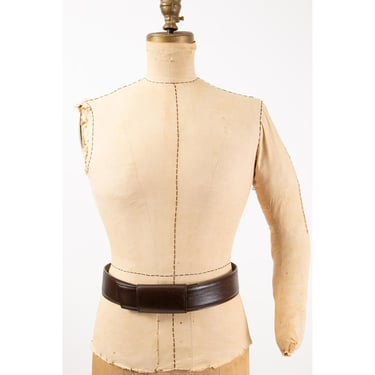 Vintage Azzedine Alaia brown leather waist belt sliding leather cover / M L 