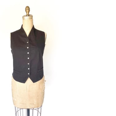vintage black cotton vest 