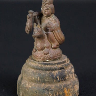 Japan Fox deity Shinto Kitsune Miniature copper alloy sculture 1900 temple craft 