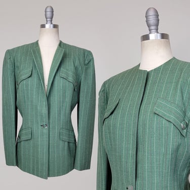 1940s Jacket / The Young-Quinlan Co. / 40s Wool Jacket / Pin Striped Suit Jacket / Elizabeth Quinlan / Size Small 