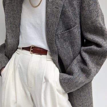 Vintage Herringbone Tweed Wool Blazer