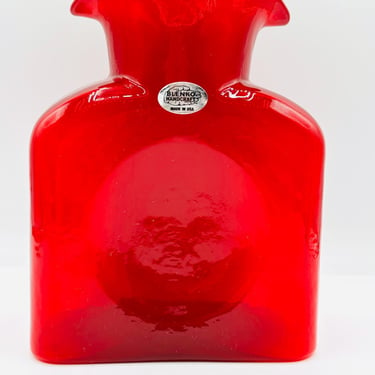 Ruby Red Blenko Handcraft Carafe Glass Vase Made in the USA by LeChalet