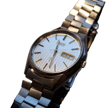 Seiko 7123-8460 Quartz Day Date Men's Watch 1970's/1980's New Battery Ticks Runs 
