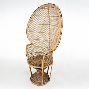 Vintage Bohemian Peacock Wicker Chair 