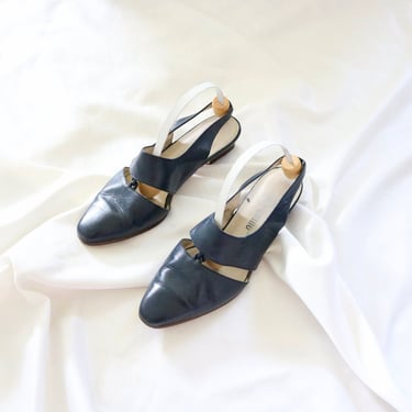 imperfect navy leather sling backs - 7.5 (see details) 