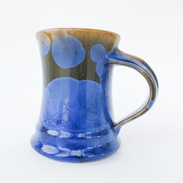 Sparkly Blue Burst Tall Tapered Ceramic Mug 