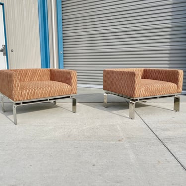 Mid Century Solid Chrome Lounge Chairs- Set of 2 