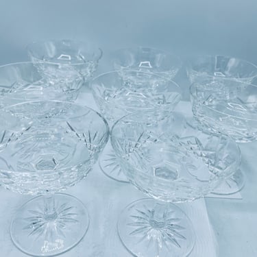 Waterford Lismore Champagne Sherbet Coupe Glasses Set 8 Elegant Vintage Crystal- Chip Free 