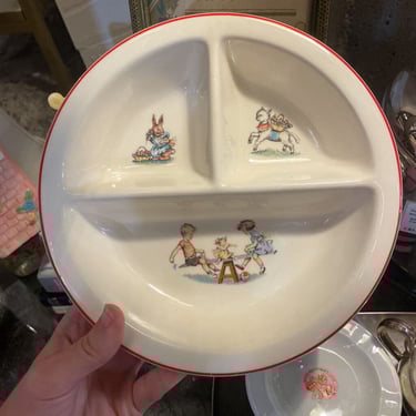 Goodyear Baby Shop Divided Baby Bowl with Painted Scenes