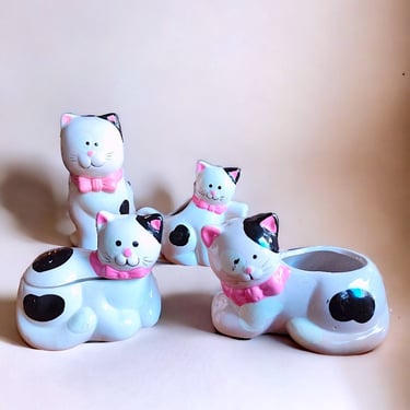 Vintage Inspired Cat themed pottery for feline enthusiasts Whimsical ceramic pottery featuring adorable cat designs Cat Lover Pottery 